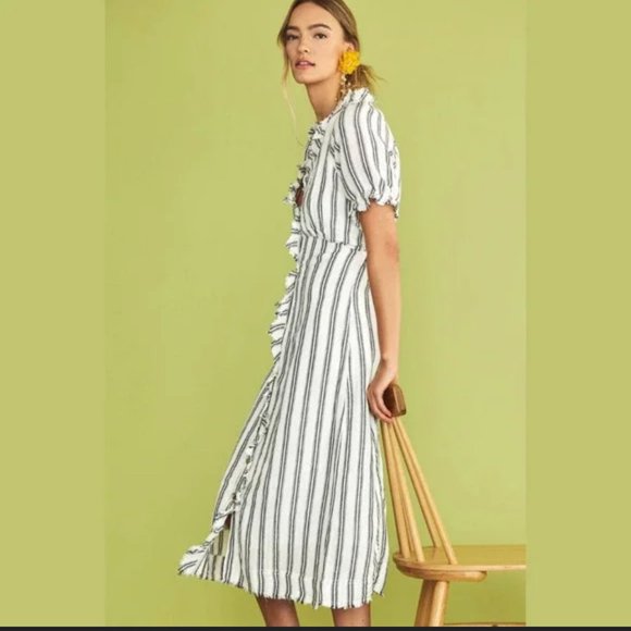 Anthropology Pilcro Rufflecollar Buttondown Dress EUC size 4 - Picture 5 of 15